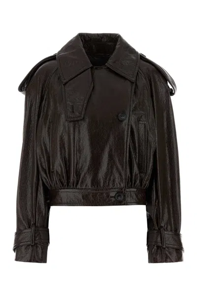 SPORTMAX CHOCOLATE SYNTHETIC LEATHER BETA1234 JACKET
