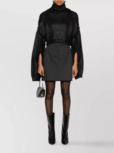 Sportmax Chunky Knit Cropped Sweater With Braided Trim In Black
