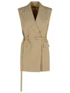 Sportmax Wool Blazer With Belted Waist And Double-breasted Style In Brown