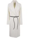 Sportmax Abate Belted Wool Long Coat In White