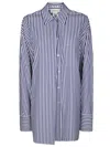 Sportmax Classic Striped Long-sleeve Shirt With Button-down Front In Blue