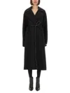Sportmax Double-faced Wool Wrap Long Coat In Black