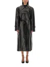 Sportmax Black Nappa Leather Alfeo1234 Trench Coat In Black