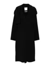 Sportmax Belted Double-breasted Coat Raglan Sleeves In Black