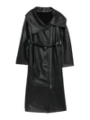 Sportmax Belted Leather Coat In Black