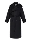Sportmax Pinstripe-pattern Belted Coat In Black