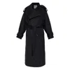 Sportmax Pinstripe-pattern Belted Coat In Black