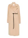 Sportmax Long Coat With Belted Waist And Pockets In Brown