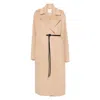 Sportmax Long Coat With Belted Waist And Pockets In Brown