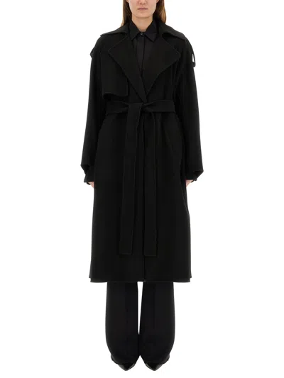 Sportmax Coat "flower" In Black