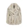 Sportmax Chic Jacket With Faux Fur And Belt In Brown