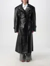 Sportmax Black Nappa Leather Alfeo1234 Trench Coat In Schwarz