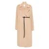 Sportmax Long Length Belted Coat With Notched Lapels In Nude