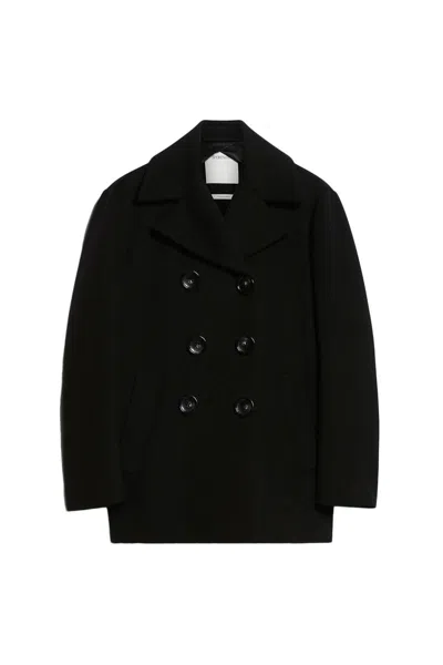 Sportmax Livorno Double-breasted Peacoat In Black
