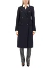Sportmax Double-breasted Long-sleeved Coat In Blue