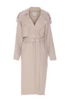 Sportmax Belted Coat Featuring Epaulettes In Beige