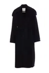 Sportmax Waist Belted Coat With Epaulettes And Pockets In Black
