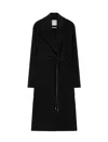 Sportmax Double-faced Wool Wrap Long Coat In Black