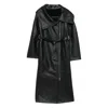 Sportmax Belted Leather Coat In Black