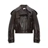Sportmax Short Trench Coat With Patent Effect And Bomber Inspired Details In Brown
