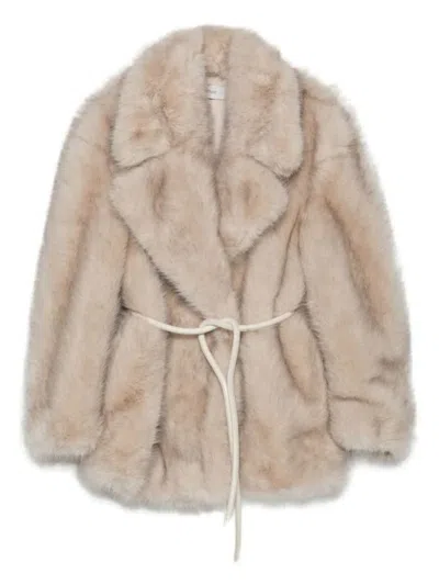 Sportmax Faux-fur Coat In Neutral