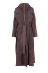 Sportmax Hooded Belted Trench Coat In Brown