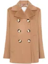 Sportmax Wool Double-breasted Coat With Structured Silhouette In Brown