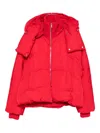 Sportmax Water-repellent Crinkled Red Puffer Jacket With Detachable Hood In Multi