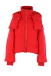 Sportmax Water-repellent Crinkled Red Puffer Jacket With Detachable Hood In Purple