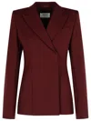 Sportmax Structured Double-breasted Jacket Back Vent In Burgundy