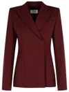 Sportmax Structured Double-breasted Jacket Back Vent In Burgundy