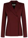 Sportmax Structured Double-breasted Jacket Back Vent In Burgundy