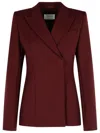 Sportmax Structured Double-breasted Jacket Back Vent In Burgundy