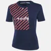 Sportmax Code Navy Blue Sequin Embellished Cotton T-shirt In Multi