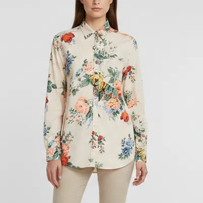 Pre-owned Sportmax Code Pink Floral Print Poplin Button-up Shirt L