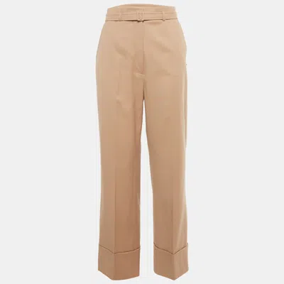 Sportmax Code Pink Gabardine Belted Straight-leg Pants In Neutral