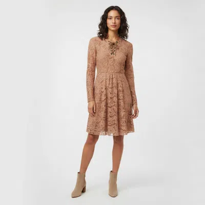 Pre-owned Sportmax Code Tan Floral Lace Zip-up Cocktail Dress M