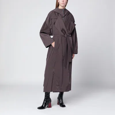 Sportmax Coffee-colored Oversized Taffeta Trench Coat In Brown