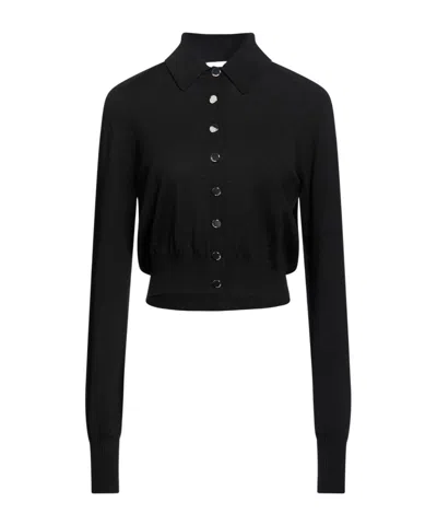 Sportmax Collared Cropped Knit Cardigan In Black
