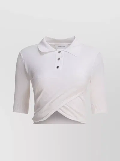 SPORTMAX COLLARED CROPPED WRAP TOP
