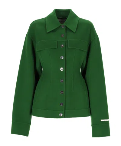 Sportmax Tailored Wool Jacket Mid Length Design In Green