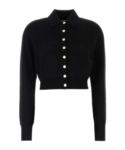 Sportmax Collared Long-sleeved Knit Sweater In Black