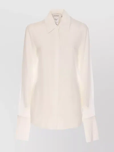 Sportmax Collared Top With Buttoned Cuffs And Cuffed Sleeves In White