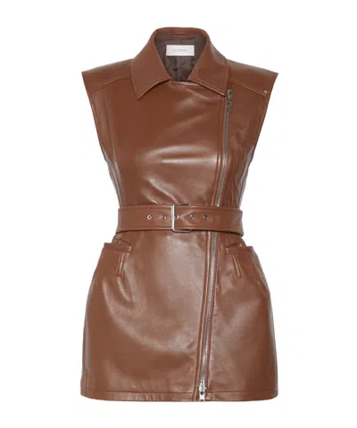 Sportmax Collarless Sleeveless Vest In Brown