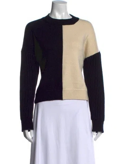 Pre-owned Sportmax Colorblock Pattern Crew Neck Sweater In Black