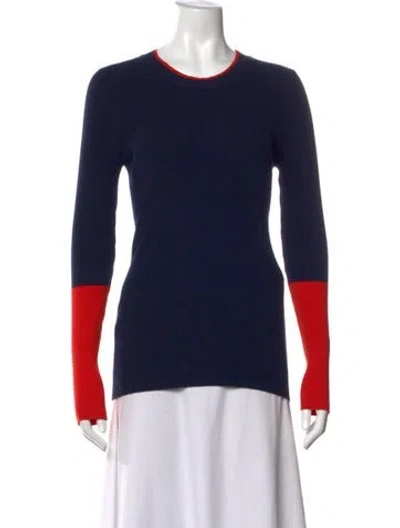 Pre-owned Sportmax Colorblock Pattern Crew Neck Top In Blue