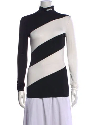 Pre-owned Sportmax Colorblock Pattern Turtleneck Top In Black