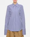 Sportmax Striped Collared Shirt Cuffed Sleeves In Blue