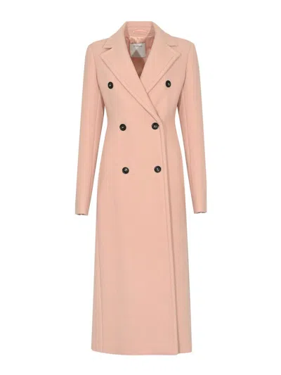 Sportmax Common Double-breasted Wool Coat In Pink