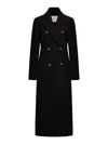 Sportmax Long Double-breasted Wool Coat Featuring Belt In Black